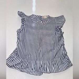 Crewcuts girls size 2t cotton blue white stripe 100% cotton ruffle spring top
